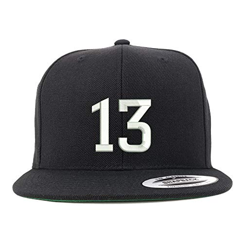 Trendy Apparel Shop Number 13 Embroidered Snapback Flatbill Baseball Cap