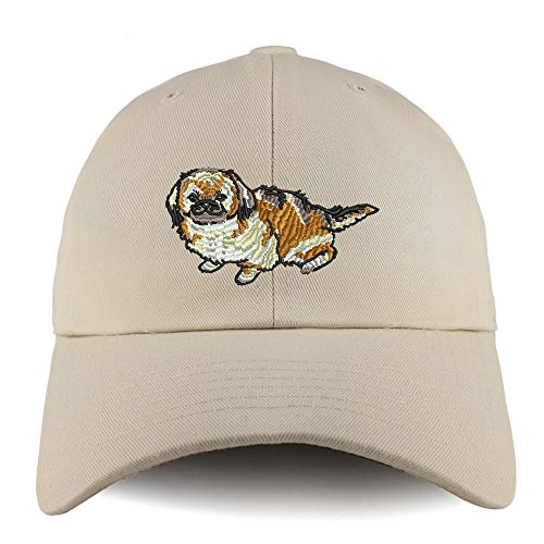 Trendy Apparel Shop Pekingese Dog Embroidered Low Profile Soft Cotton Dad Hat Cap