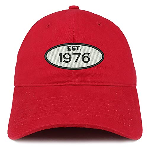 Trendy Apparel Shop 45th Birthday Established 1976 Soft Crown Brushed Cotton Cap