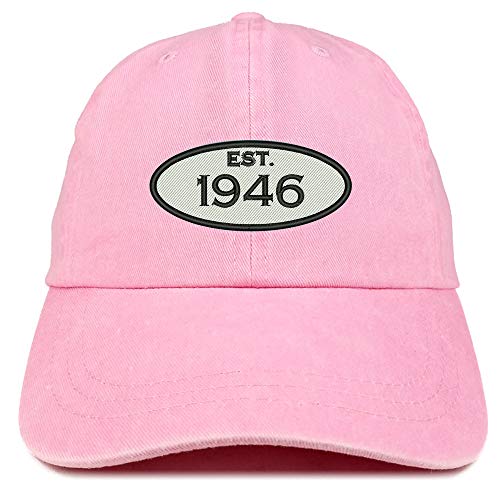 Trendy Apparel Shop 75th Birthday Established 1946 Washed Cotton Adjustable Cap