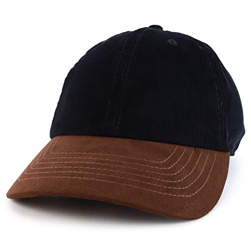 Trendy Apparel Shop 2 Tone 100% Cotton with Synthetic Suede Visor Base