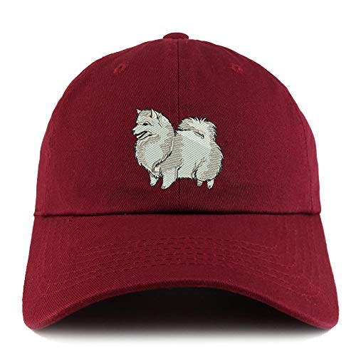 Trendy Apparel Shop Spitz Dog Embroidered Low Profile Soft Cotton Dad Hat Cap