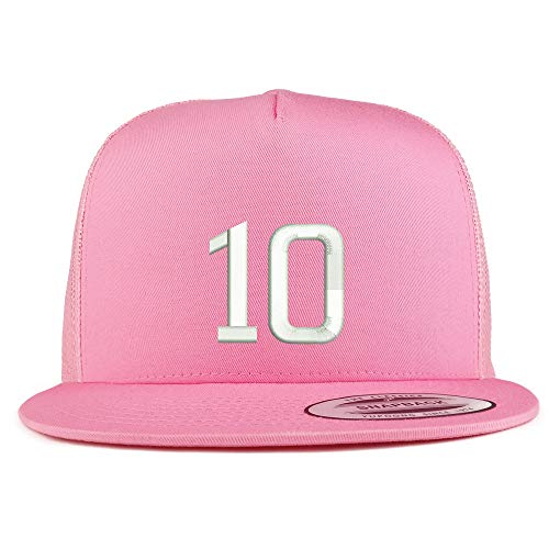 Trendy Apparel Shop Number 10 Embroidered 5 Panel Flatbill Trucker Mesh Cap