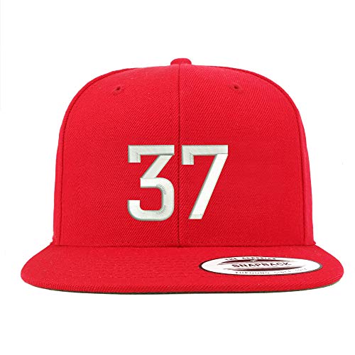 Trendy Apparel Shop Number 37 Embroidered Snapback Flatbill Baseball Cap