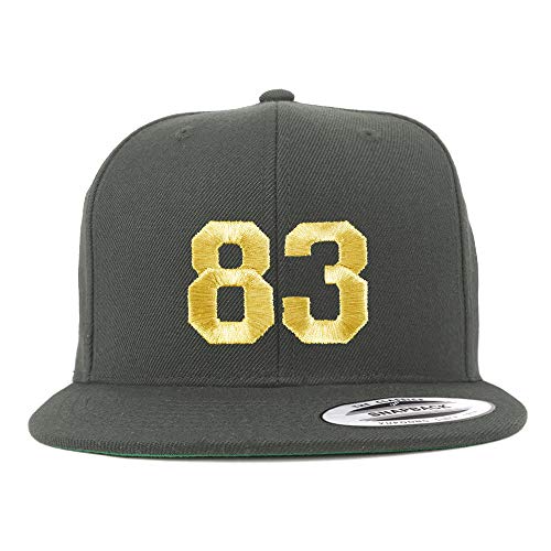 Trendy Apparel Shop Number 83 Gold Thread Flat Bill Snapback Baseball Cap