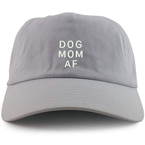 Trendy Apparel Shop Dog Mom AF Embroidered 5 Panel Unstructured Soft Crown Baseball Cap