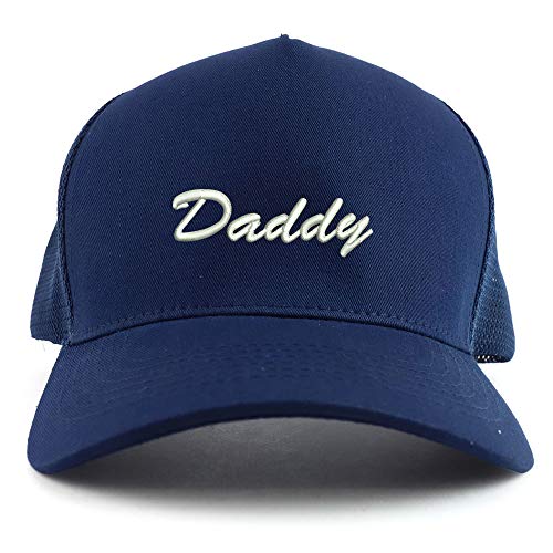 Trendy Apparel Shop Daddy Script Font Embroidered Oversized 5 Panel XXL Trucker Mesh Cap