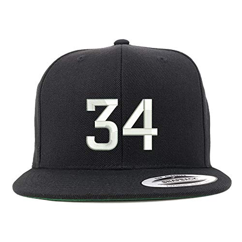 Trendy Apparel Shop Number 34 Embroidered Snapback Flatbill Baseball Cap