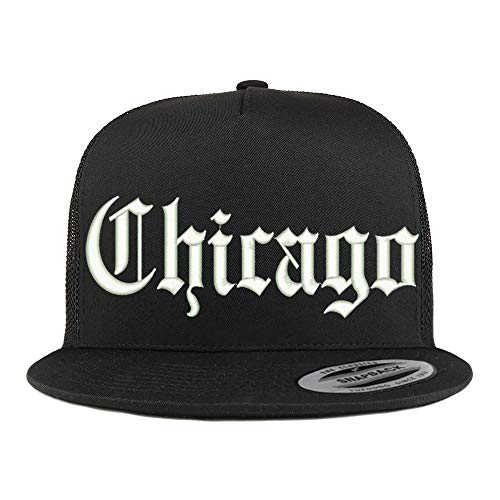 Trendy Apparel Shop Old English Font Chicago City Embroidered 5 Panel Mesh Cap