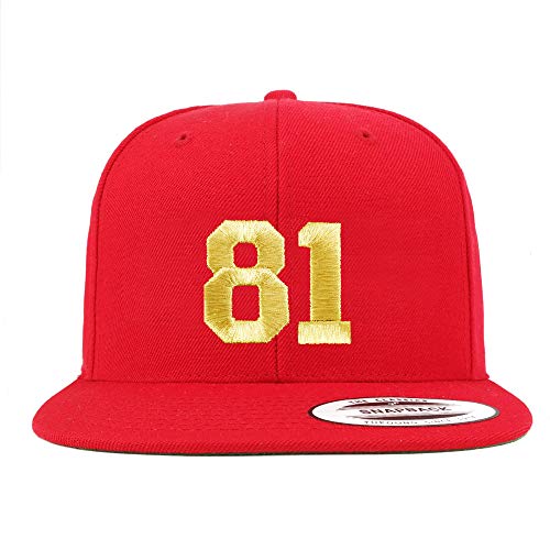 Trendy Apparel Shop Number 81 Gold Thread Flat Bill Snapback Baseball Cap