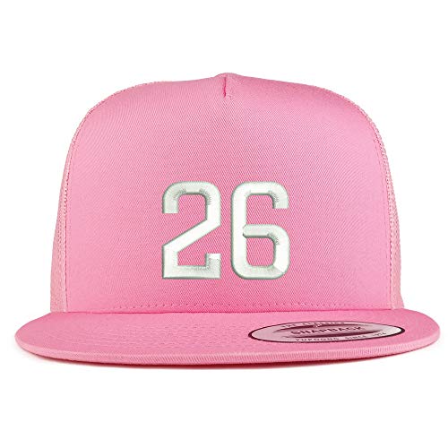 Trendy Apparel Shop Number 26 Embroidered 5 Panel Flatbill Trucker Mesh Cap