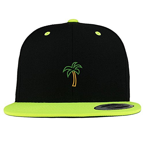 Trendy Apparel Shop Palm Tree Embroidered Premium 2-Tone Flat Bill Snapback Cap