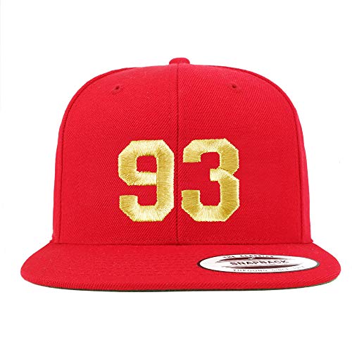 Trendy Apparel Shop Number 93 Gold Thread Flat Bill Snapback Baseball Cap