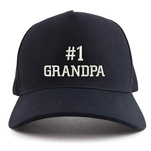 Trendy Apparel Shop Number #1 Grandpa Embroidered Oversized 5 Panel XXL Trucker Mesh Cap