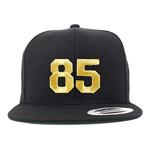 Trendy Apparel Shop Number 85 Gold Thread Flat Bill Snapback Baseball Cap