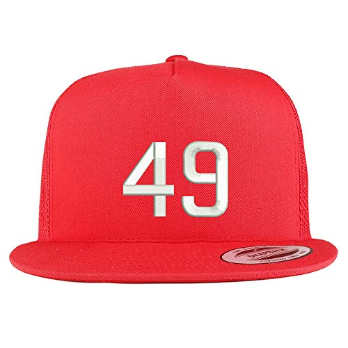 Trendy Apparel Shop Number 49 Embroidered 5 Panel Flatbill Trucker Mesh Cap