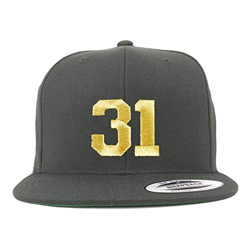 Trendy Apparel Shop Number 31 Gold Thread Flat Bill Snapback Baseball Cap