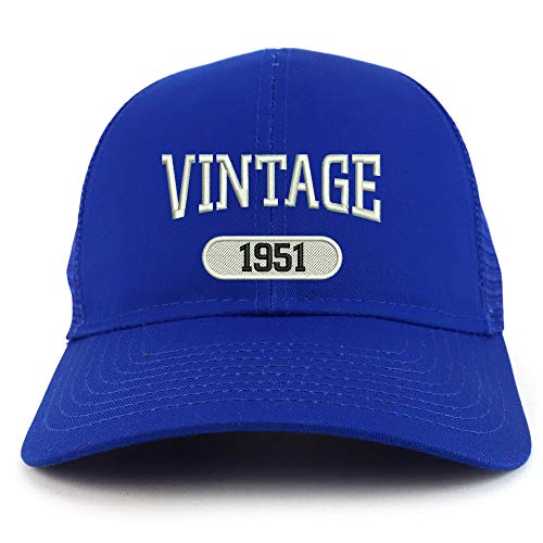 Trendy Apparel Shop Vintage 1951 Embroidered 70th Birthday High Profile High Profile Trucker Mesh Cap