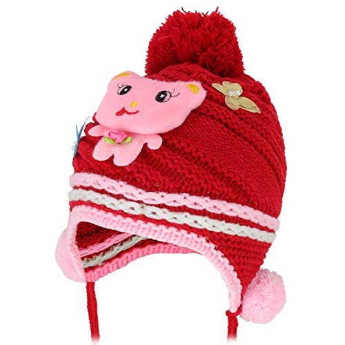 Trendy Apparel Shop Girl's Kids Cute Animal Earflap Pom Beanie with Tassel