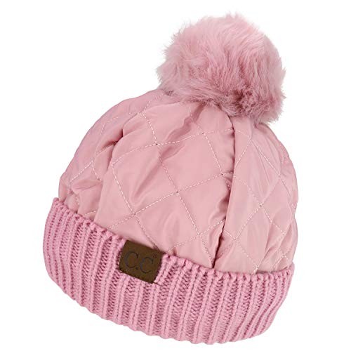 Trendy Apparel Shop Kid's Youth Size Winter Cable Knit 2 Pom Poms Beanie Hat Black / One Size