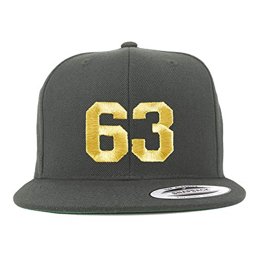 Trendy Apparel Shop Number 63 Gold Thread Flat Bill Snapback Baseball Cap