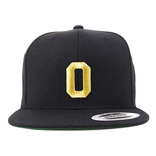 Trendy Apparel Shop Number 0 Gold Thread Flat Bill Snapback Baseball Cap