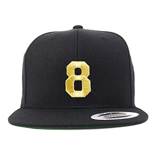 Trendy Apparel Shop Number 8 Gold Thread Flat Bill Snapback Baseball Cap