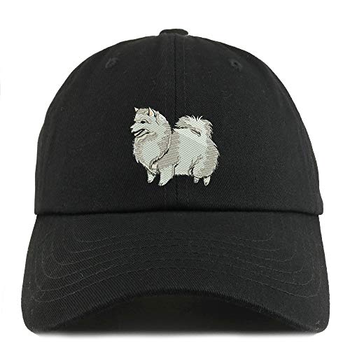 Trendy Apparel Shop Spitz Dog Embroidered Low Profile Soft Cotton Dad Hat Cap