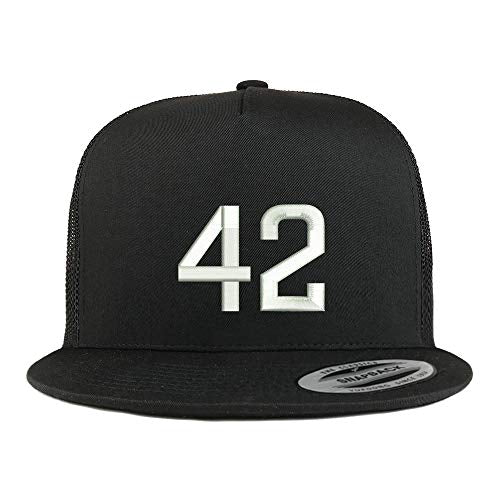 Trendy Apparel Shop Number 42 Embroidered 5 Panel Flatbill Trucker Mesh Cap