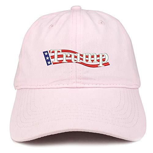 Trendy Apparel Shop Trump Wavy Flag Embroidered 100% Cotton Adjustable Cap Dad Hat