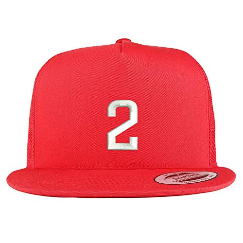 Trendy Apparel Shop Number 2 Embroidered 5 Panel Flatbill Trucker Mesh Cap