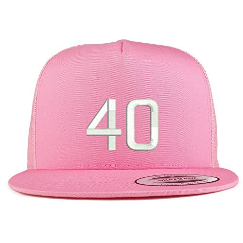 Trendy Apparel Shop Number 40 Embroidered 5 Panel Flatbill Trucker Mesh Cap