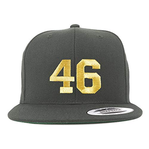 Trendy Apparel Shop Number 46 Gold Thread Flat Bill Snapback Baseball Cap