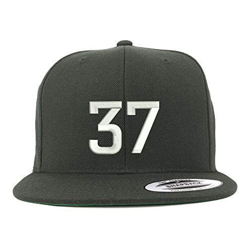 Trendy Apparel Shop Number 37 Embroidered Snapback Flatbill Baseball Cap