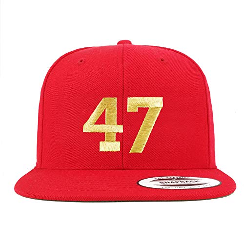 Trendy Apparel Shop Number 47 Gold Thread Flat Bill Snapback Baseball Cap