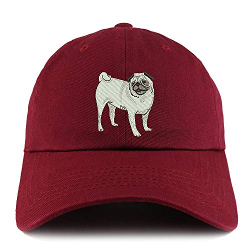 Trendy Apparel Shop Pug Dog Embroidered Low Profile Soft Cotton Dad Hat Cap