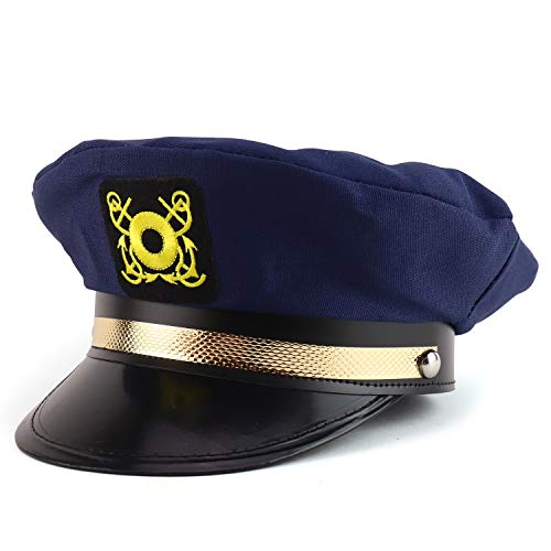 Trendy Apparel Shop Adult Yacht Cap Costume Captain Hat with Fitted Closure