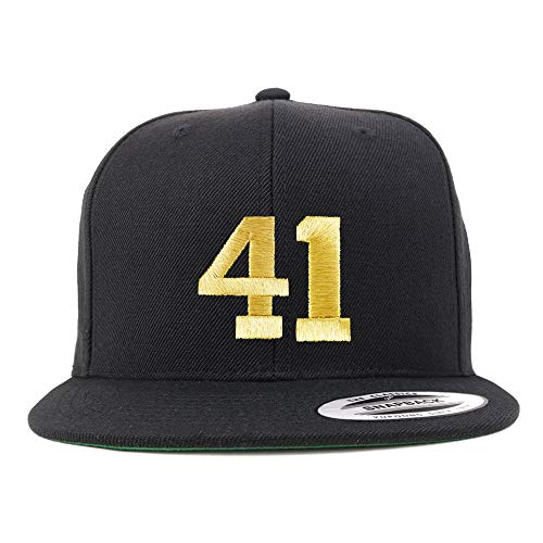 Trendy Apparel Shop Number 41 Gold Thread Flat Bill Snapback Baseball Cap