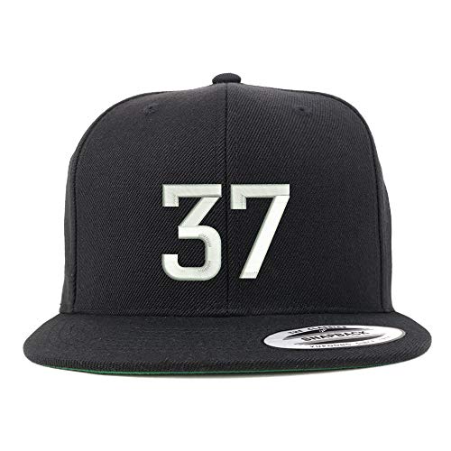 Trendy Apparel Shop Number 37 Embroidered Snapback Flatbill Baseball Cap