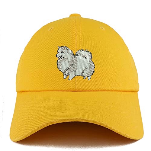 Trendy Apparel Shop Spitz Dog Embroidered Low Profile Soft Cotton Dad Hat Cap