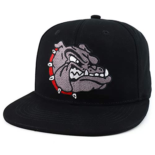 Trendy Apparel Shop Angry Bulldog Head Embroidered Flatbill Snapback Cap