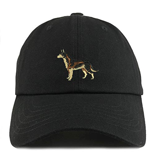 Trendy Apparel Shop Dark German Shepherd Dog Embroidered Low Profile Soft Cotton Dad Hat Cap