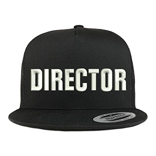 Trendy Apparel Shop Director Embroidered 5 Panel Flatbill Trucker Mesh Snapback Cap