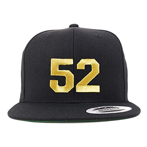 Trendy Apparel Shop Number 52 Gold Thread Flat Bill Snapback Baseball Cap