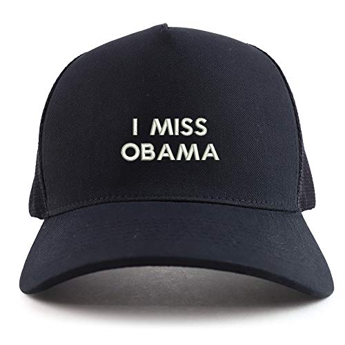 Trendy Apparel Shop I Miss Obama Embroidered Oversized 5 Panel XXL Trucker Mesh Cap