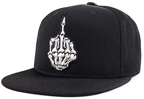 Trendy Apparel Shop Skeleton Middle Finger Embroidery Jersey Snapback Cap