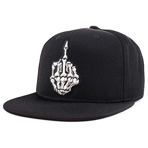 Trendy Apparel Shop Skeleton Middle Finger Embroidery Jersey Snapback Cap