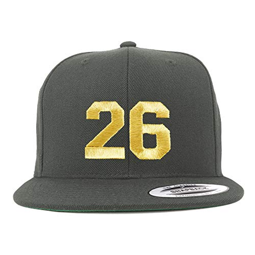 Trendy Apparel Shop Number 26 Gold Thread Flat Bill Snapback Baseball Cap