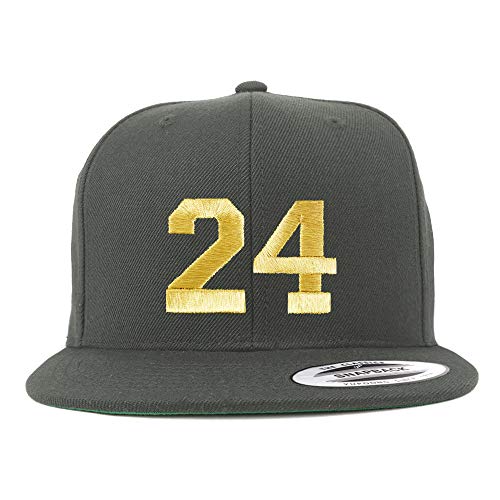 Trendy Apparel Shop Number 24 Gold Thread Flat Bill Snapback Baseball Cap