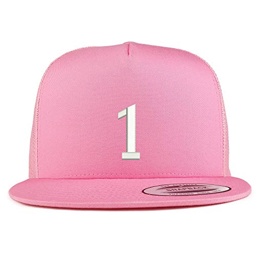 Trendy Apparel Shop Number 1 Embroidered 5 Panel Flatbill Trucker Mesh Cap